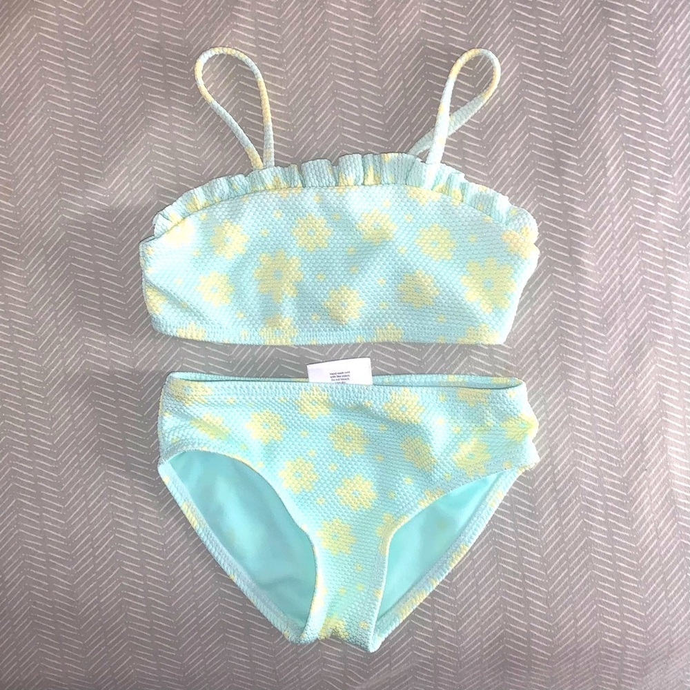 Light Blue and Yellow Floral Bikini Set